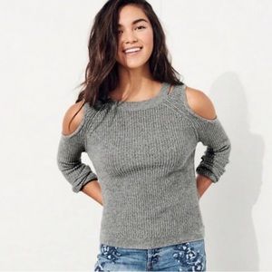 Hollister Grey Shoulder Cut Out Sweater